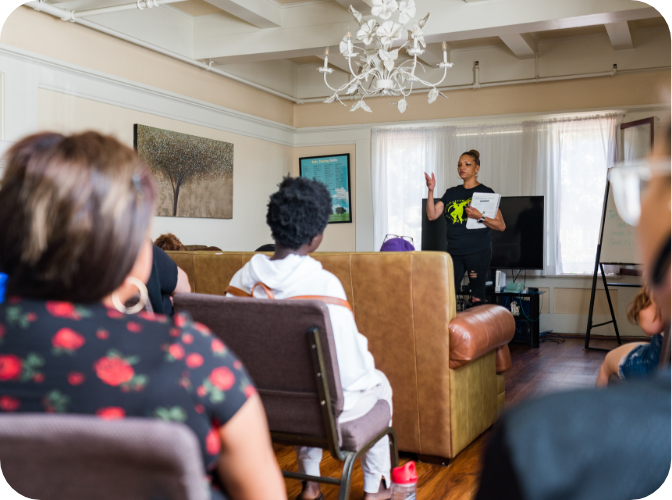 A group of residences at a group therapy session