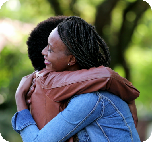 Two women embracing