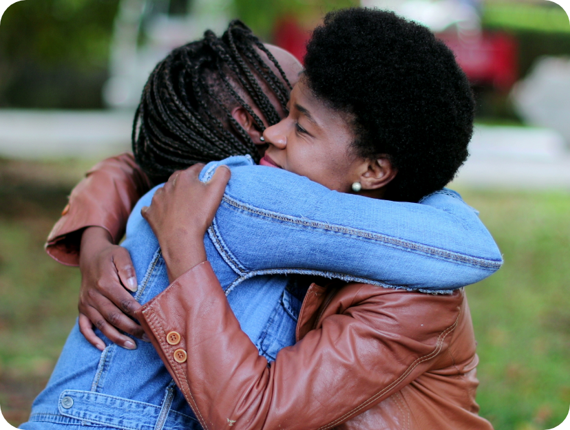 Two women embracing